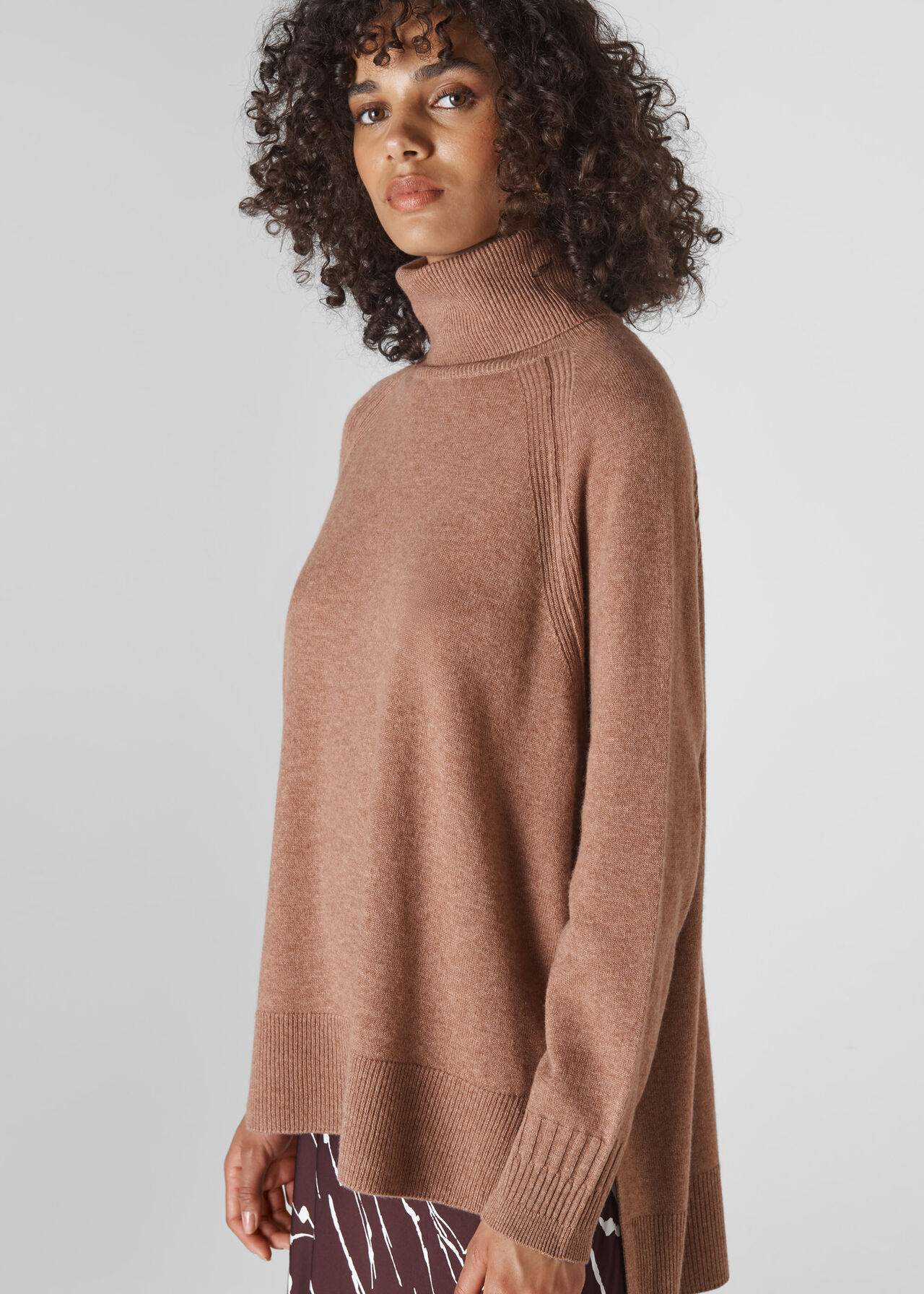 Cashmere Roll Neck Sweater Pale Pink
