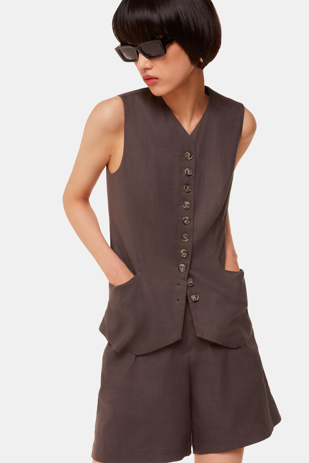 Dark Grey Mila Linen Blend Short