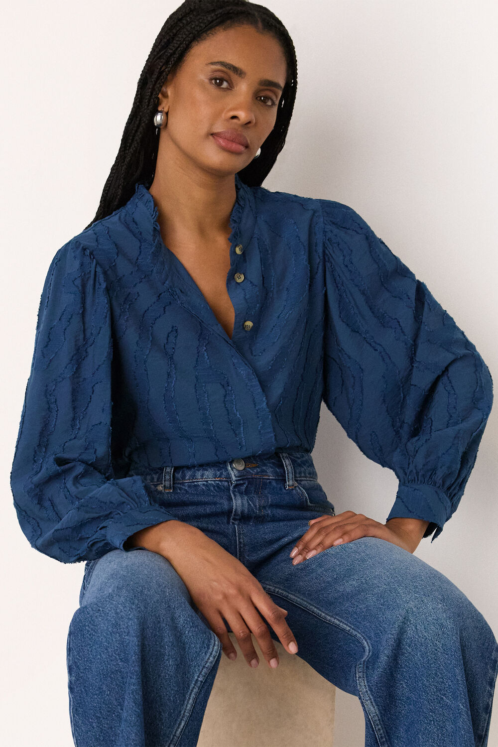 Blue Animal Textured Shirt
