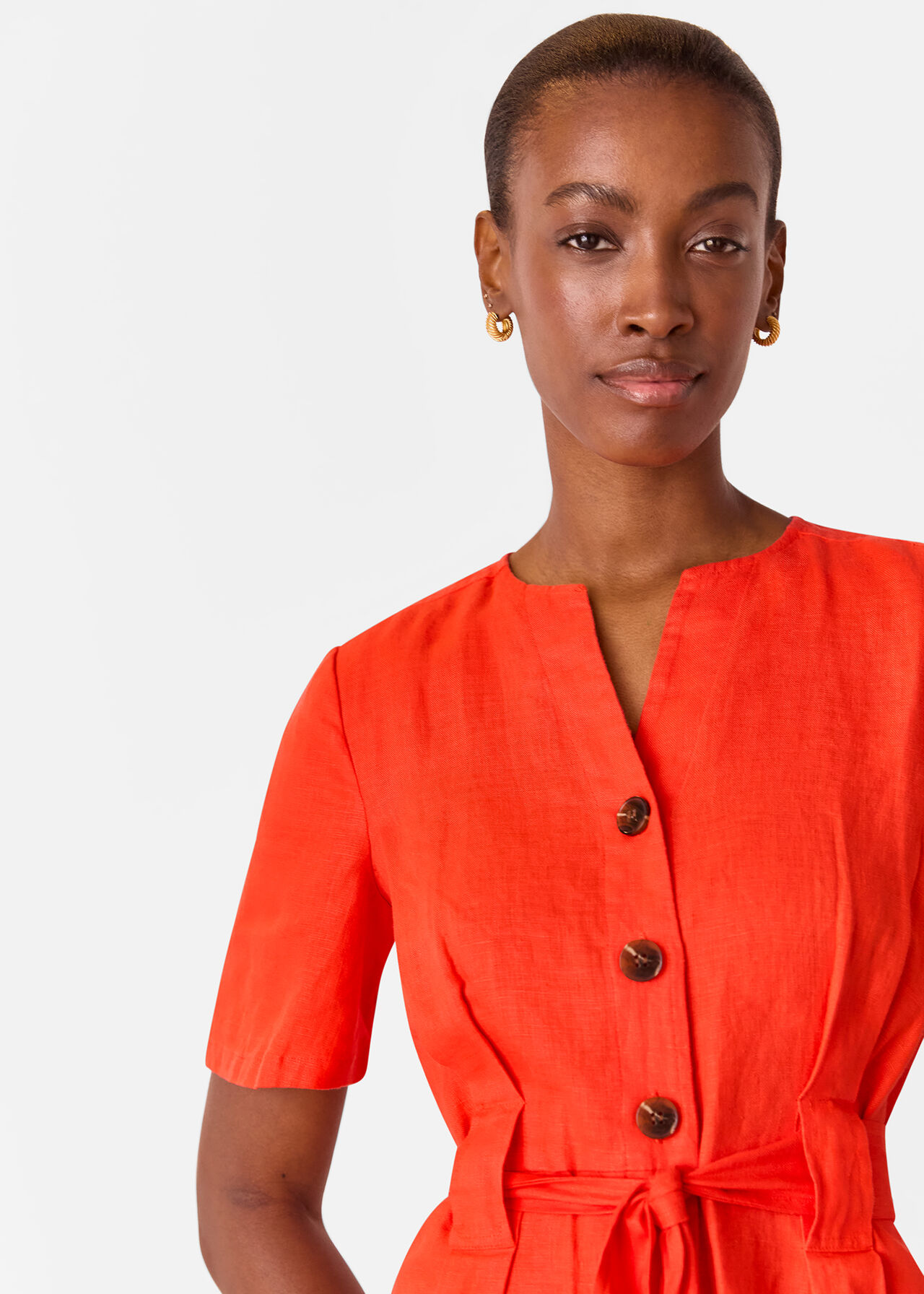 Petite Fiona Linen Button Jumpsuit