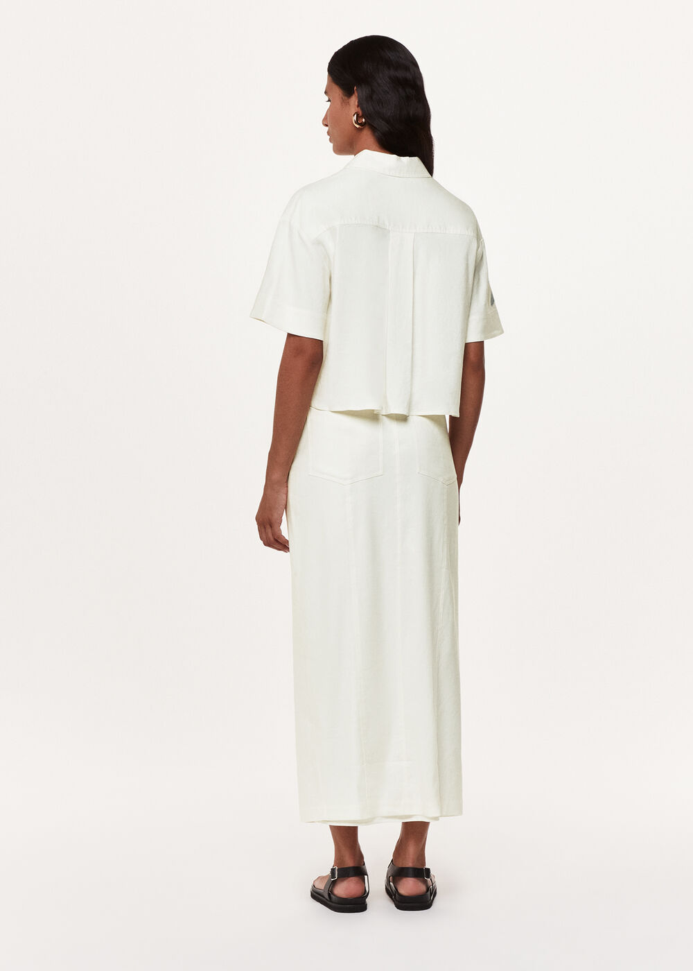 Linen Blend Maxi Skirt