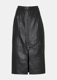 Zip Front Leather Pencil Skirt
