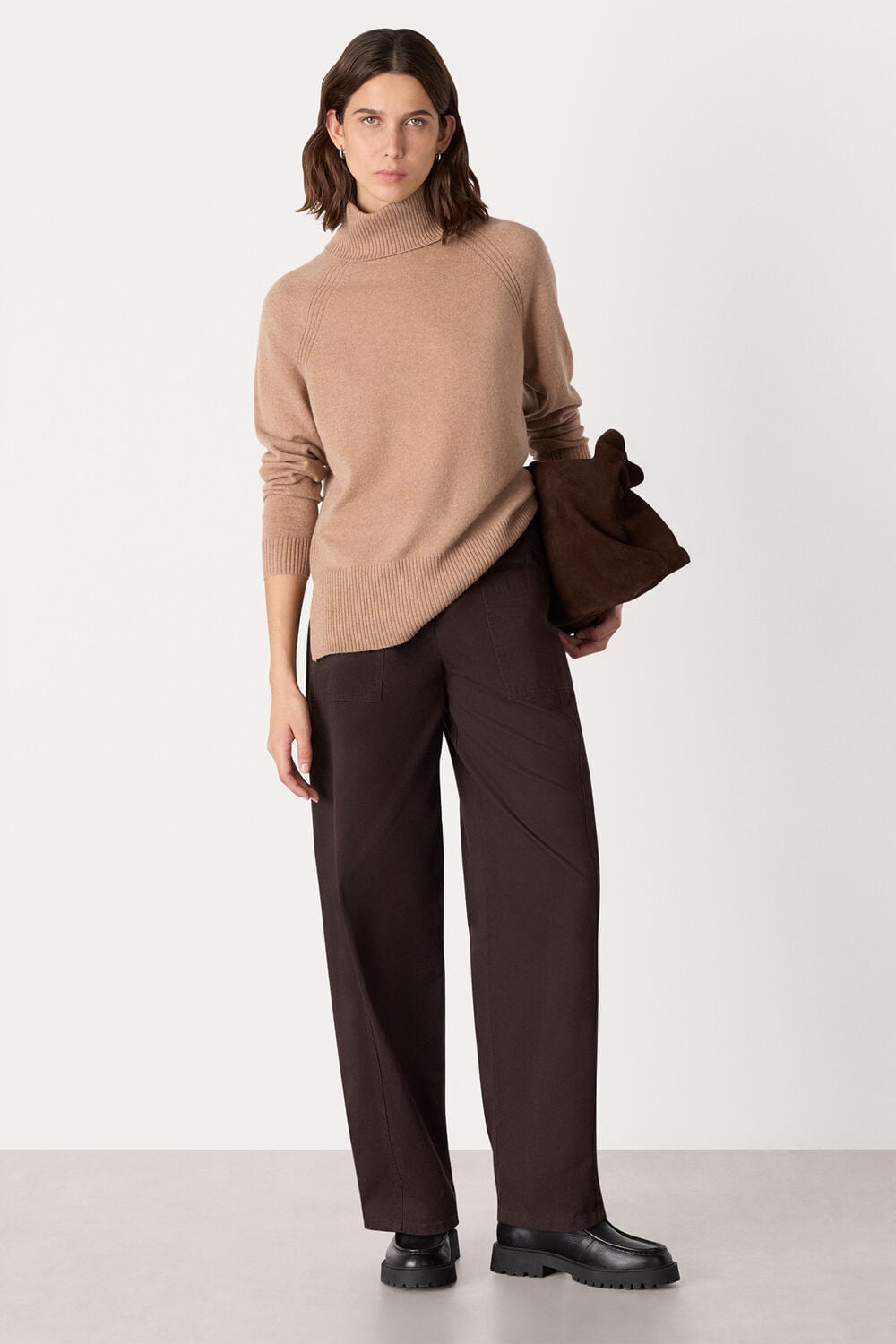 Camel Cashmere Turtleneck Sweater