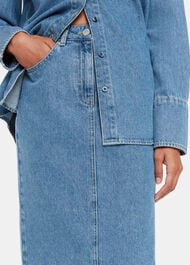 Straight Denim Midi Skirt