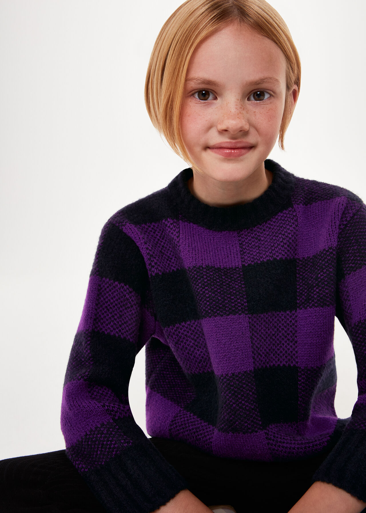 Purple/Multi Checkerboard Knit | WHISTLES