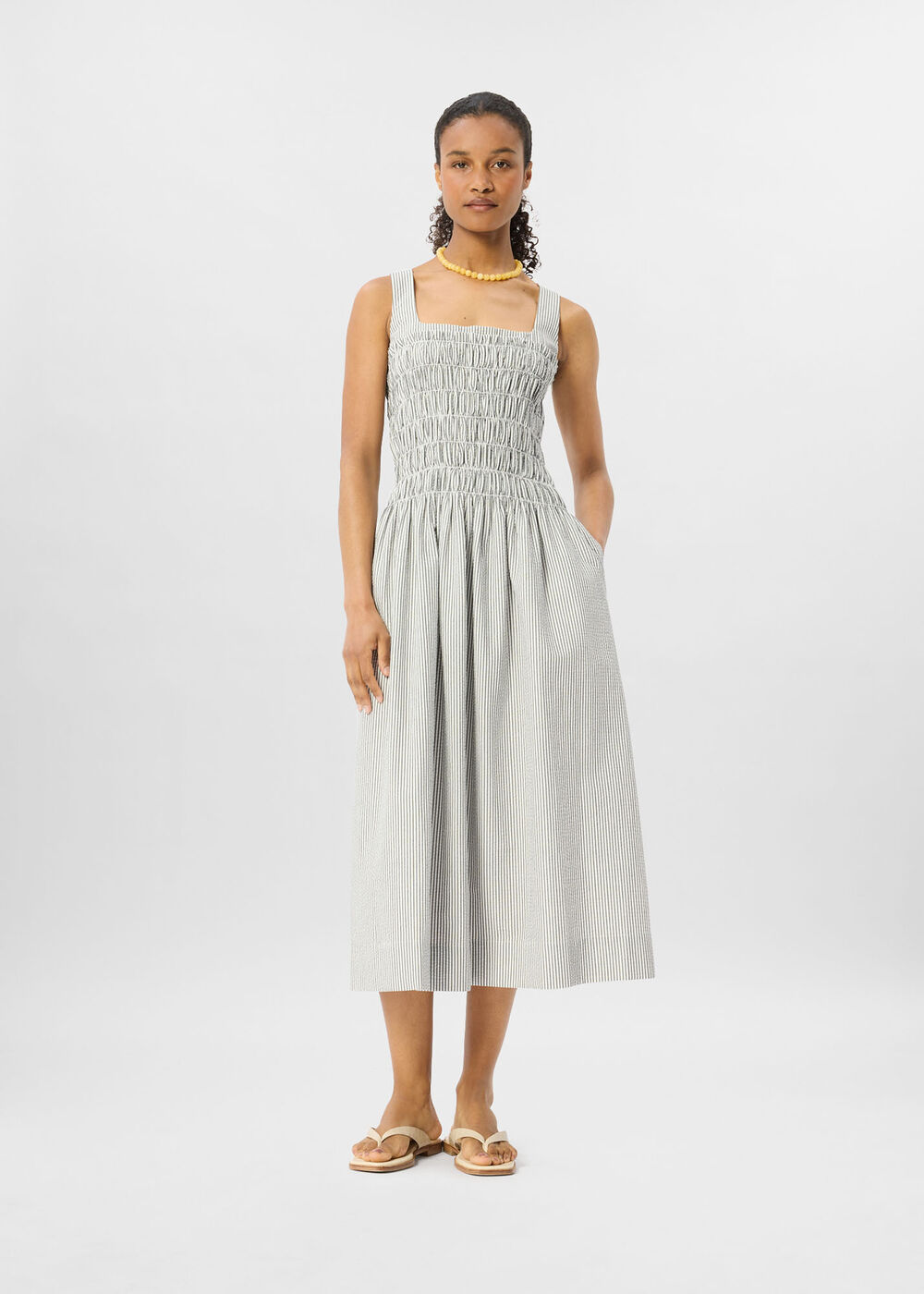 Seersucker Ruched Bodice Dress