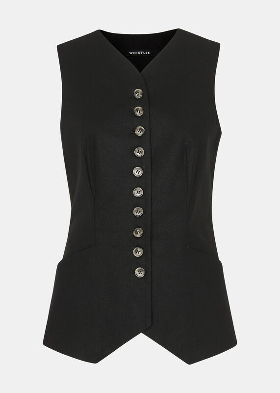 Black Lindsey Linen Blend Waistcoat