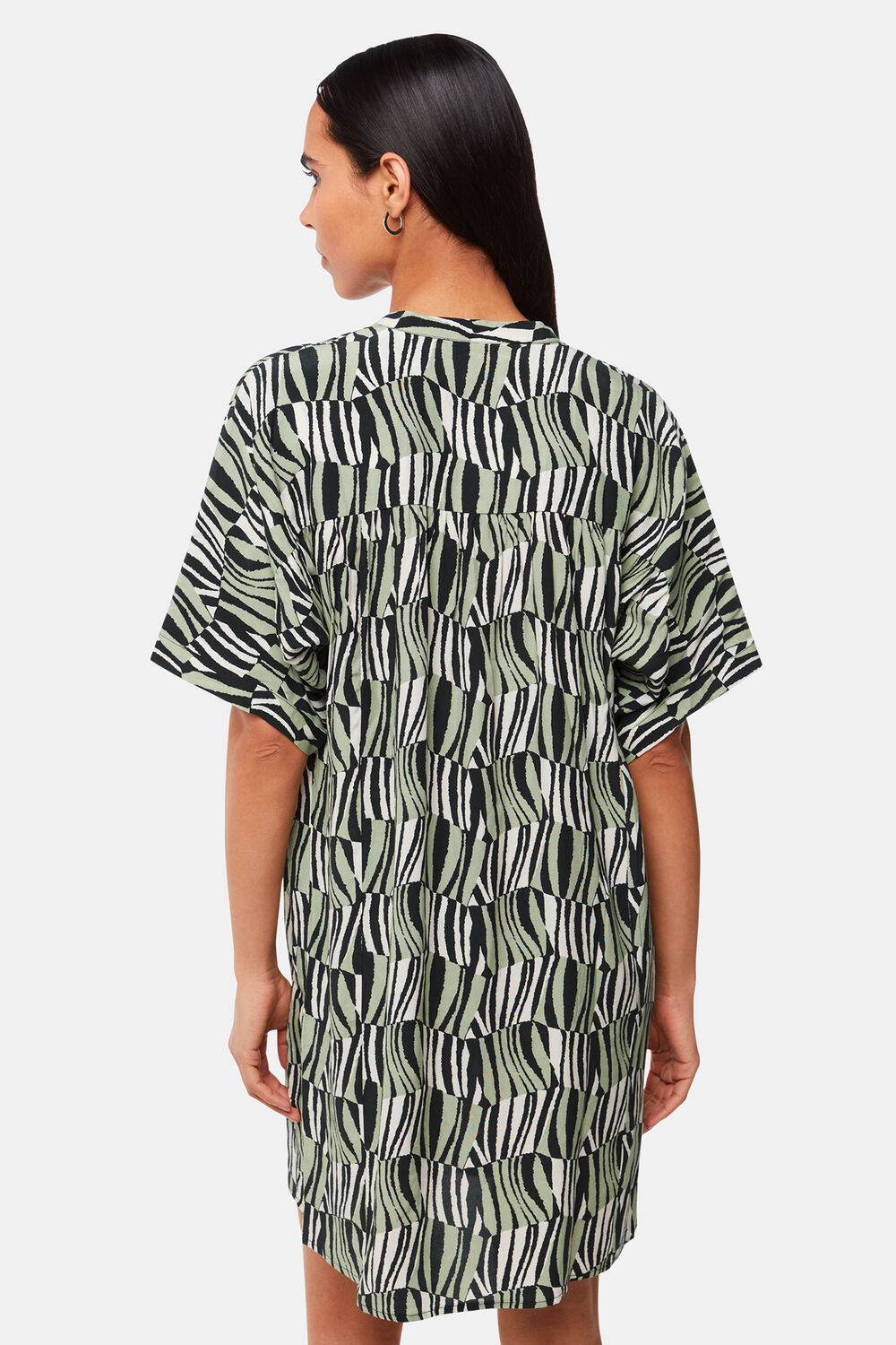 Green Checkerboard Tiger Print Dress