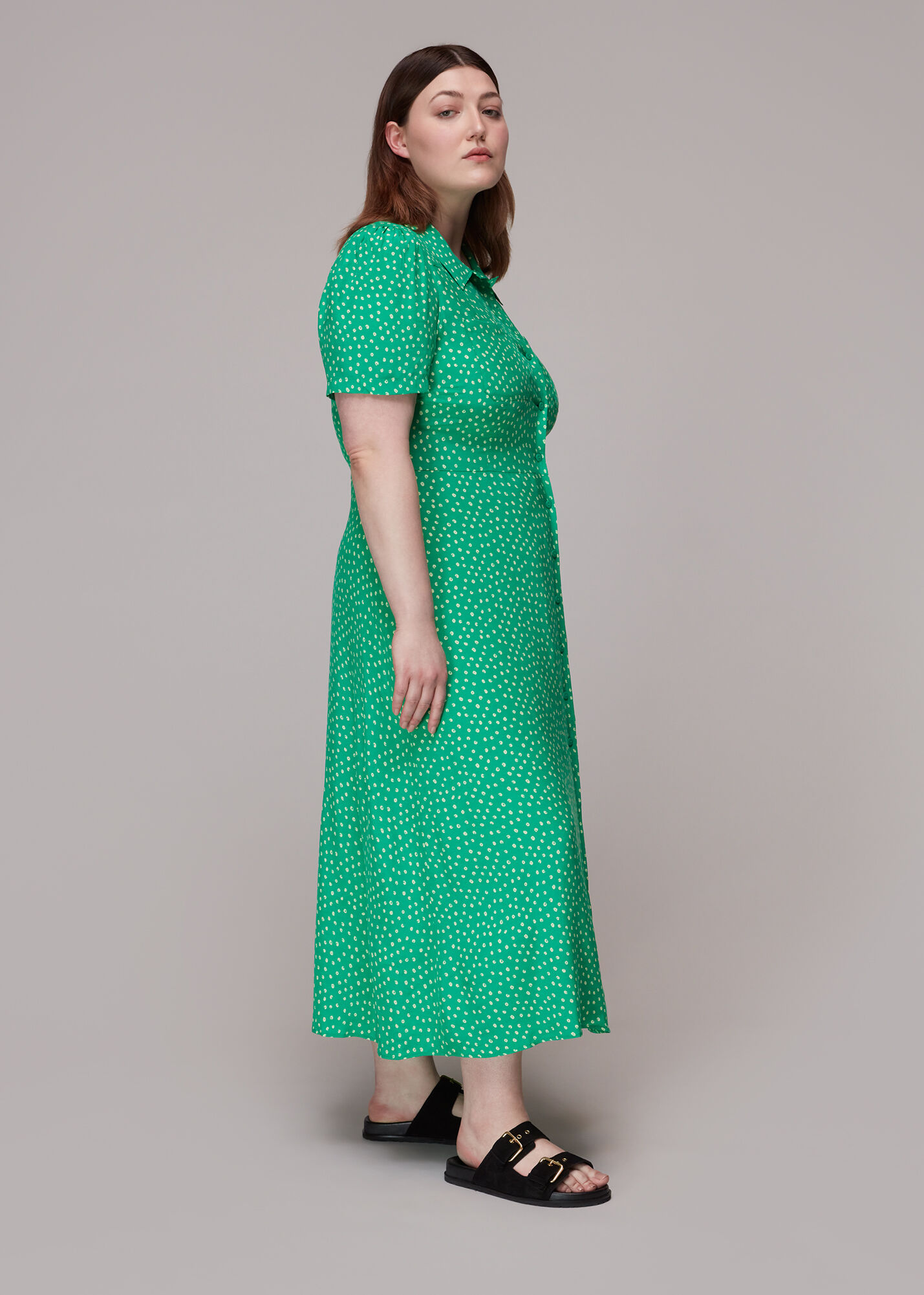 Green Multi Spot Print Robyn Shirt Dress WHISTLES