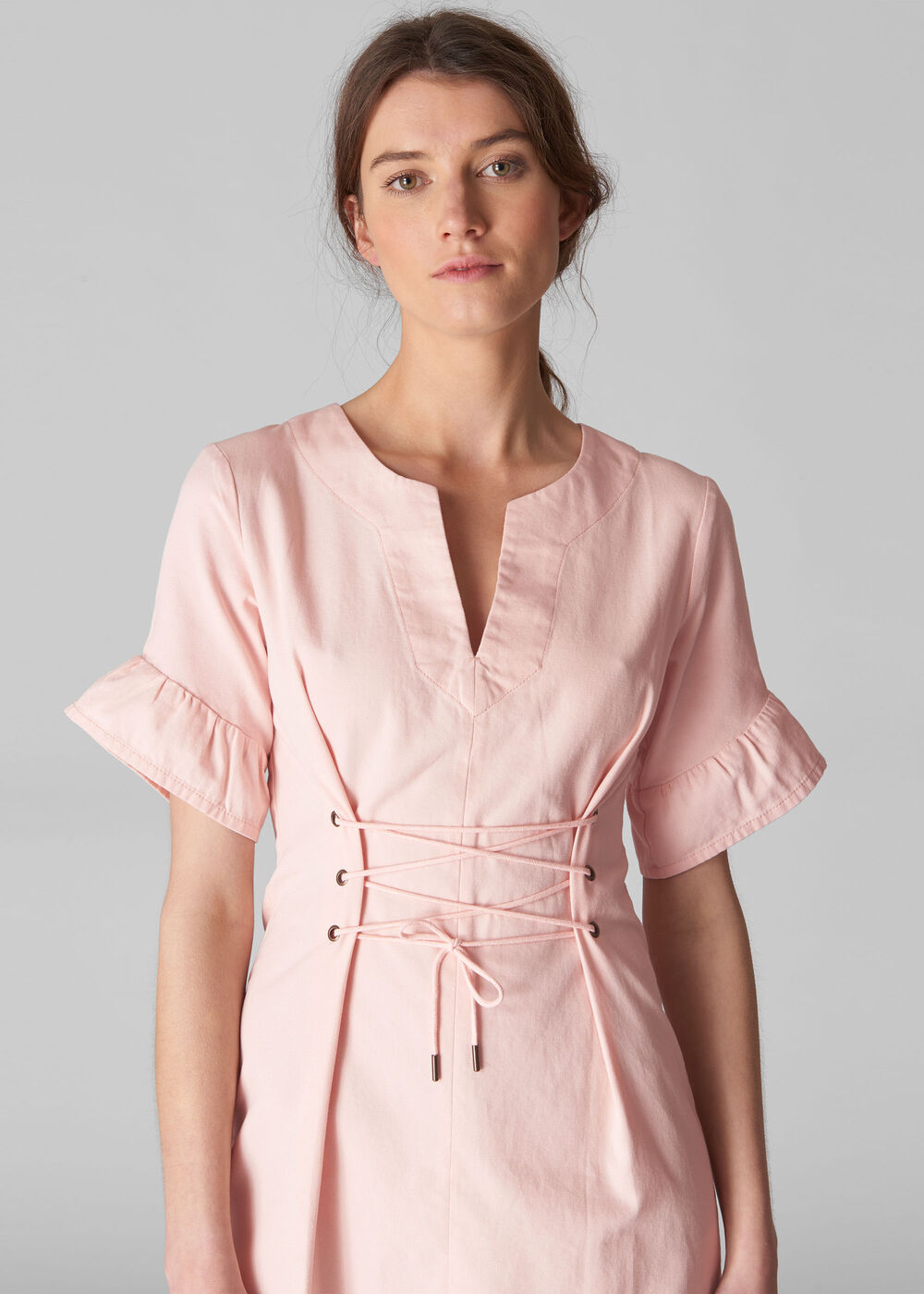 Pale Pink Mila Lace Up Waist Dress | WHISTLES | Whistles US | Pale Pink Mila Lace Up Waist Dress | WHISTLES | Whistles US |