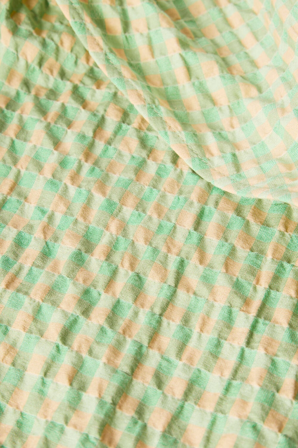Green Check V Neck Asymmetric Dress