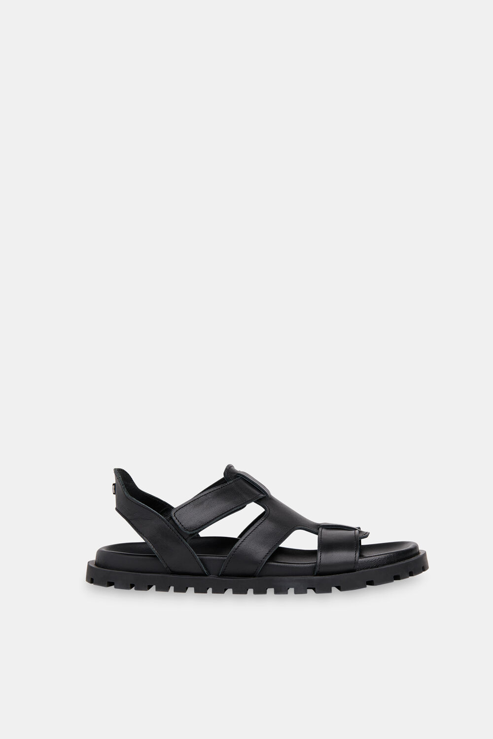 Black Freya Fisherman Leather Sandal