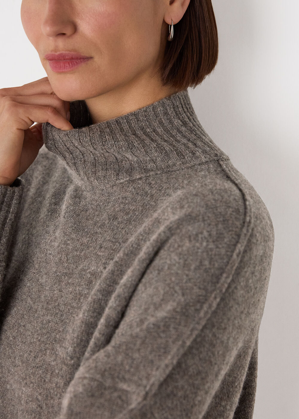 Petite Funnel Neck Wool Mini Dress