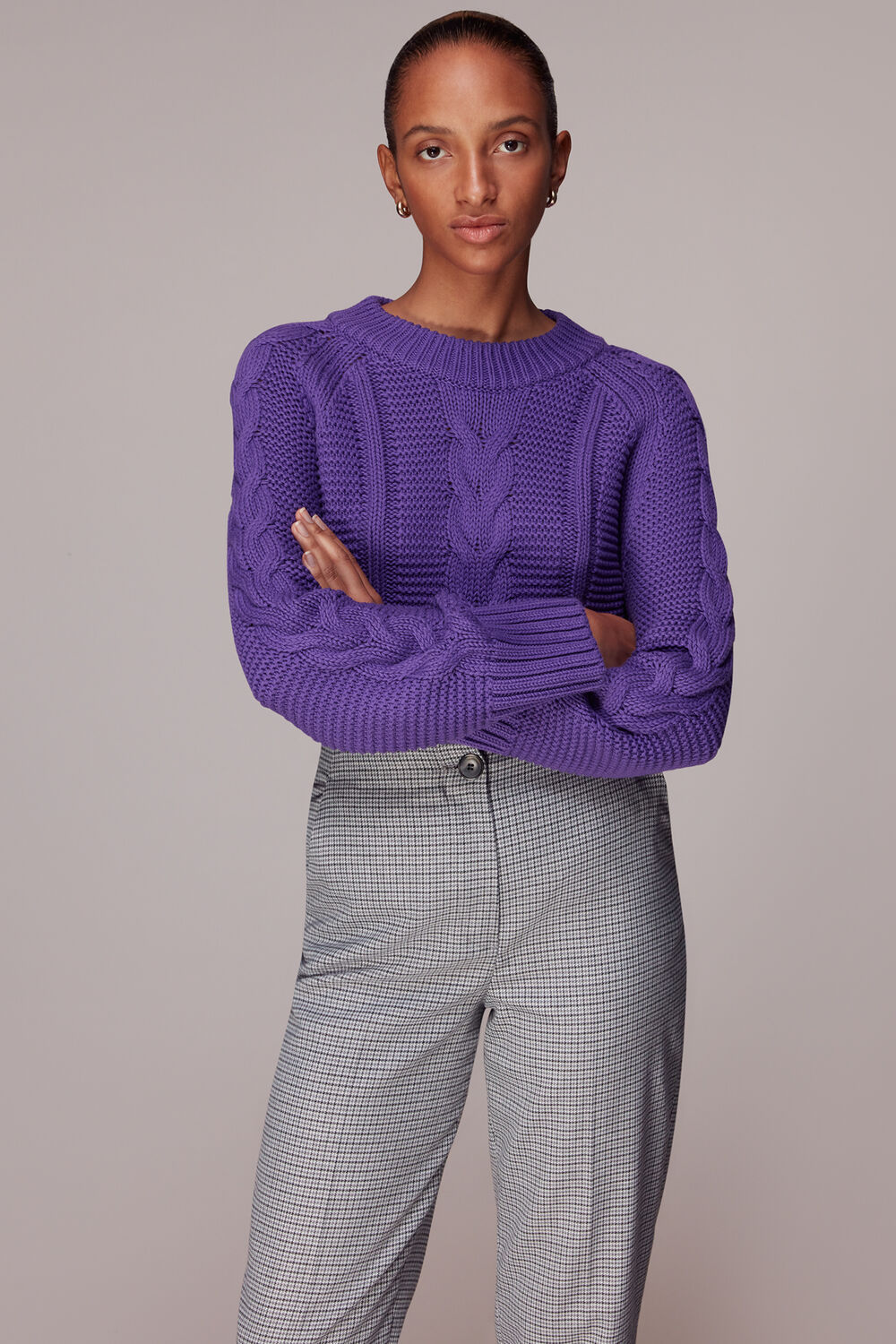 Lila Check Trouser