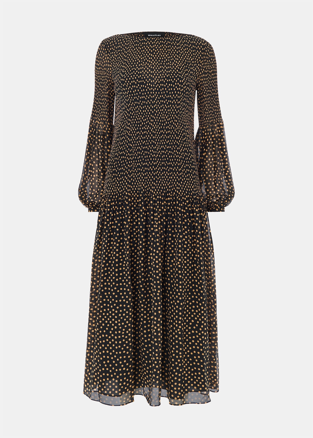 Spot Print Plisse Midi Dress