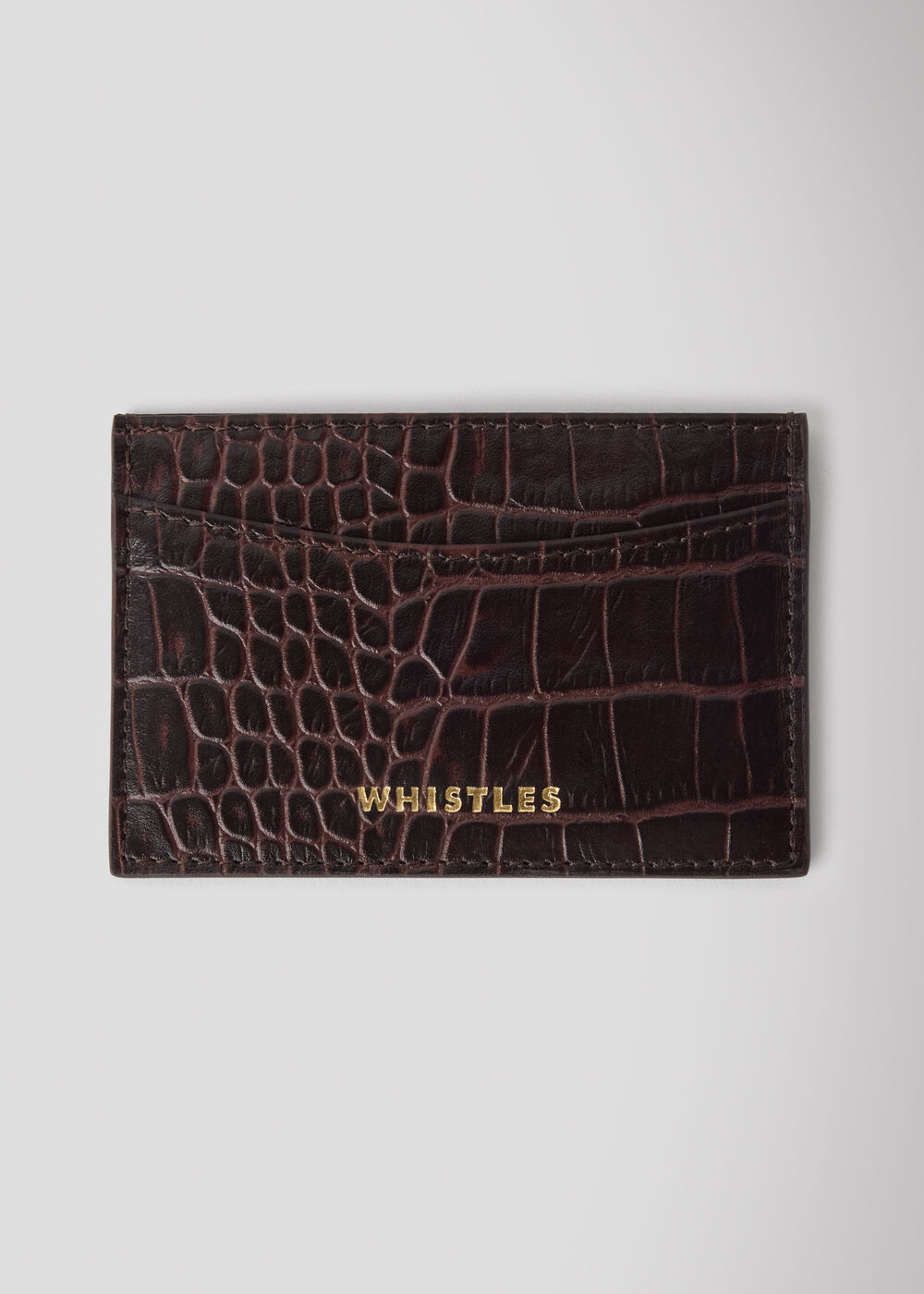 Brown Shiny Croc Leather Card Holder