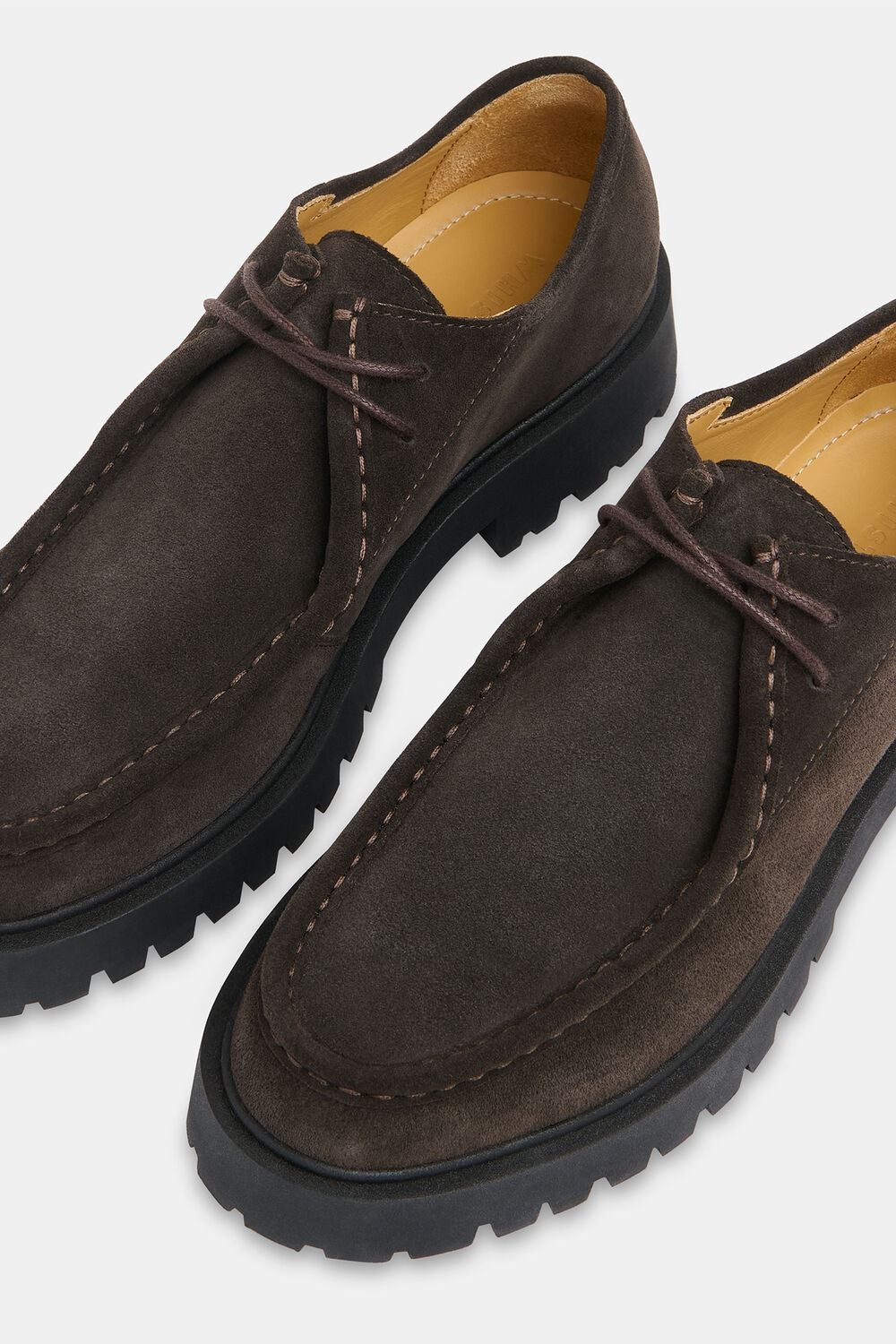 Chocolate Suede Chunky Lace Up Shoe