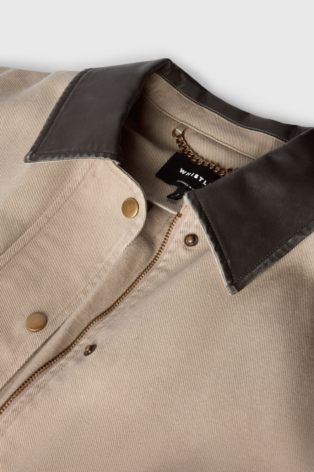 Taupe Casual Contrast Collar Jacket
