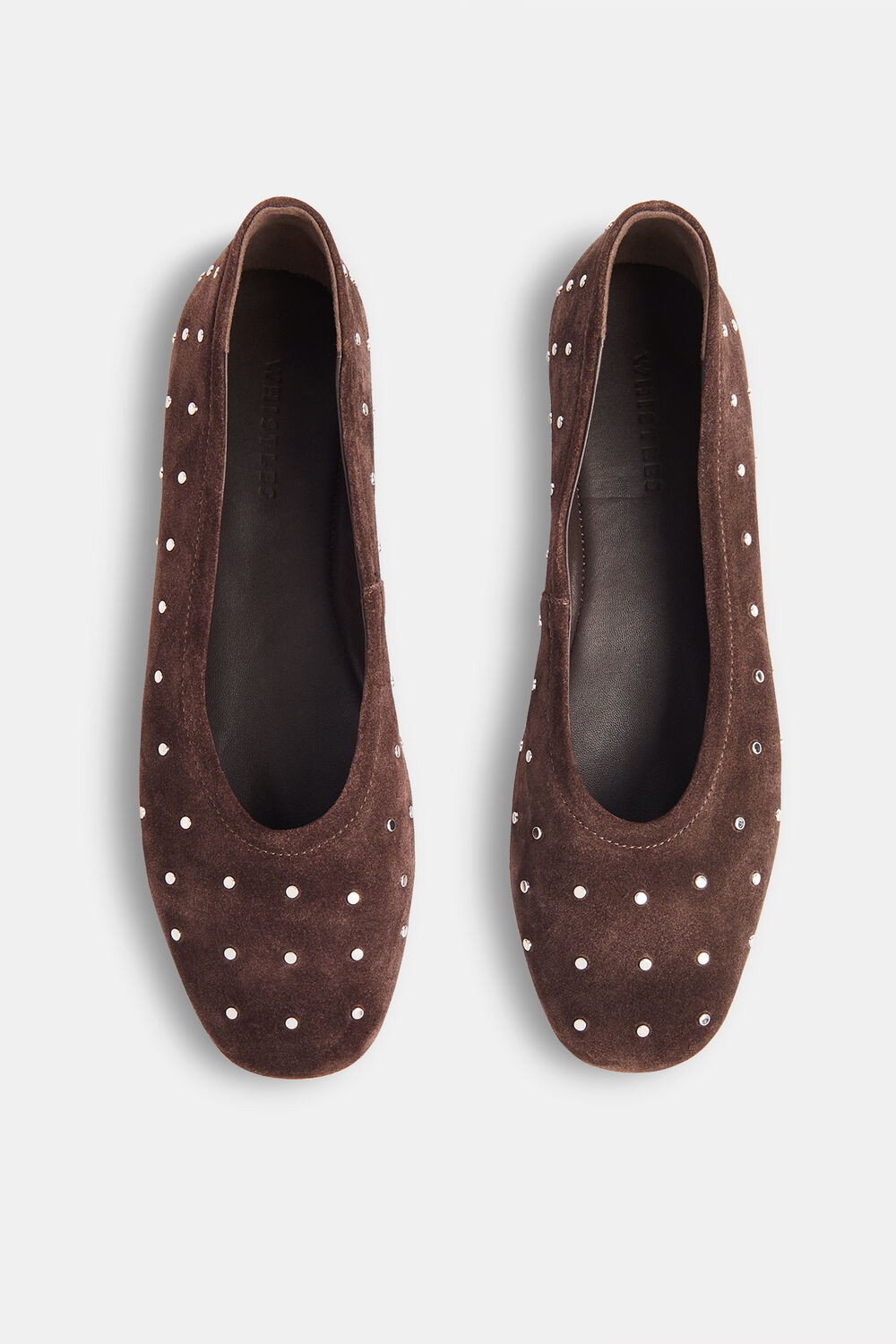 Chocolate Karina Suede Stud Ballet Pump