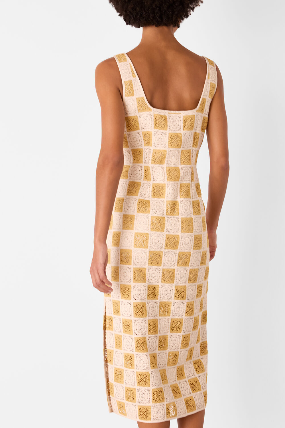 Ivory Cotton Crochet Midi Dress