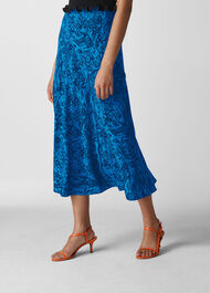Snake Print Silk Skirt Blue/Multi