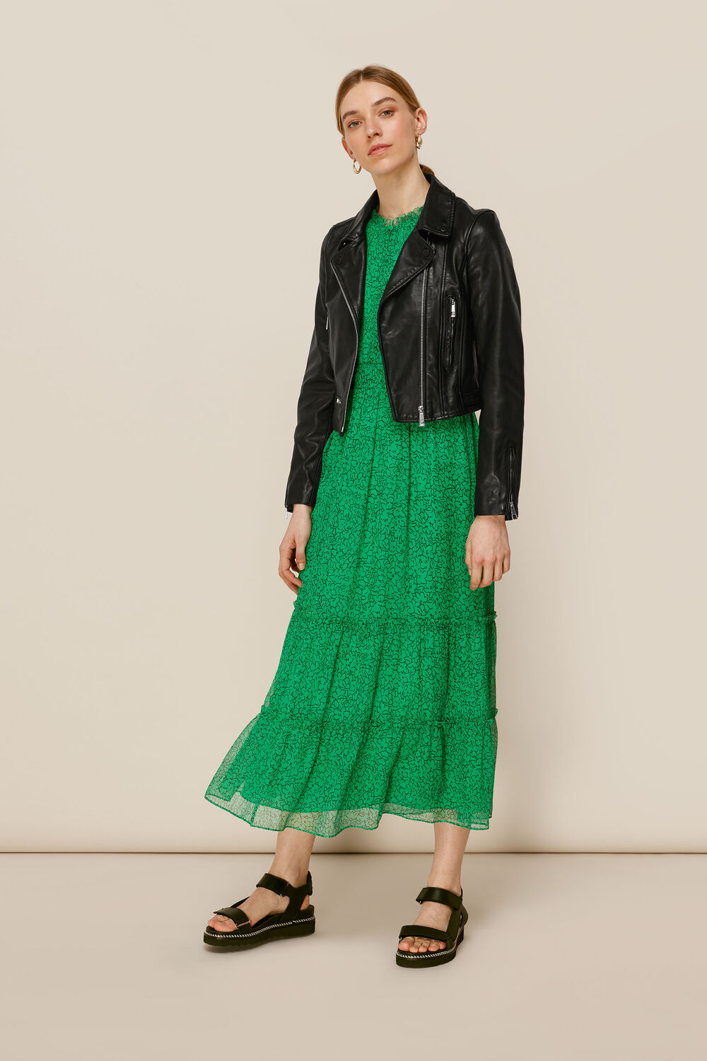 India Cropped Biker Jacket Black