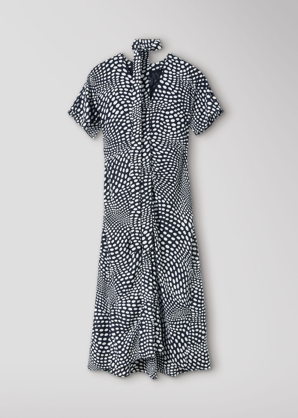 Mixed Spot V Neck Midi Dress