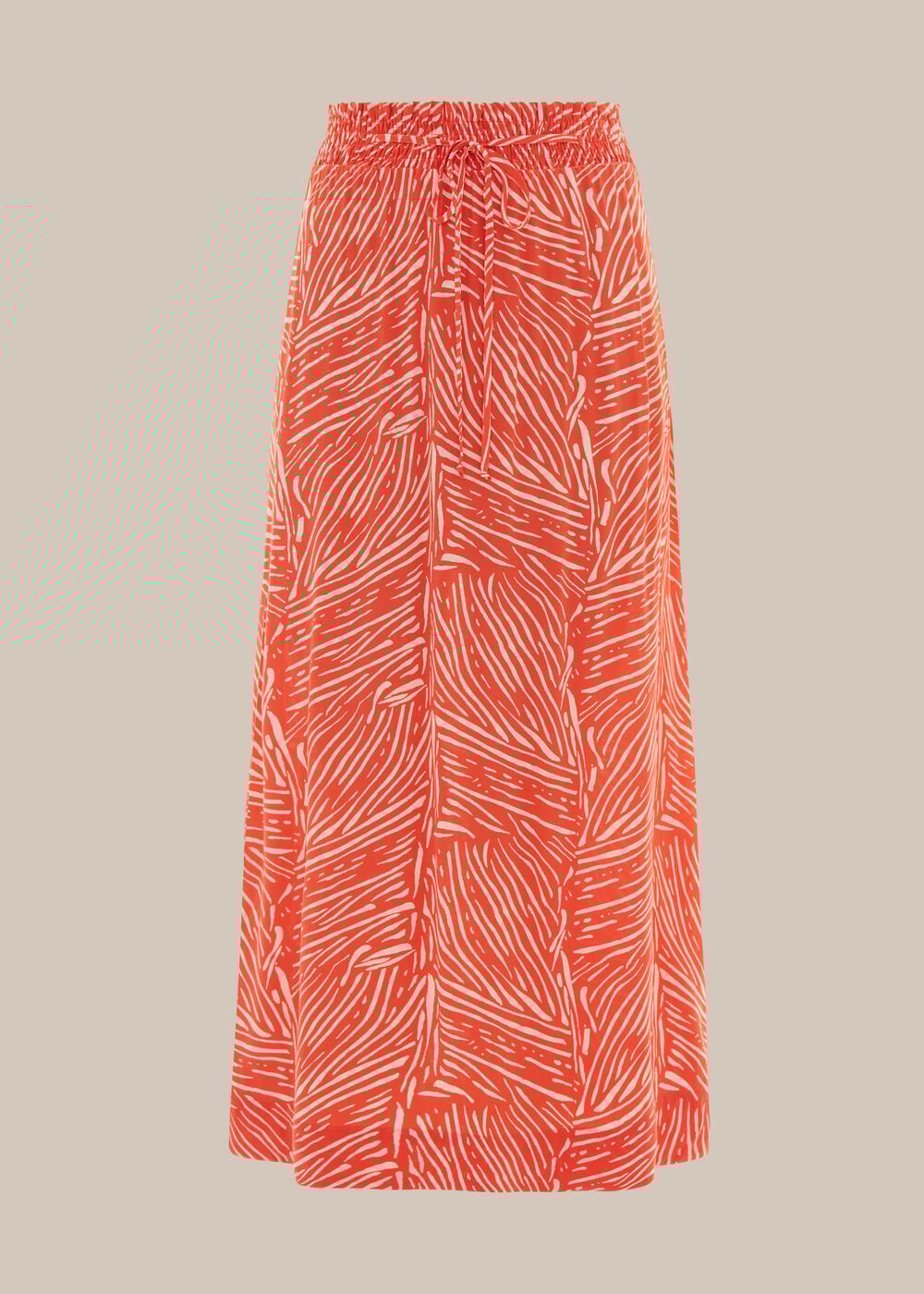 Tiger Palm Smocked Waist Skirt Red/Multi