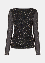 Spot Print Mesh Jersey Top