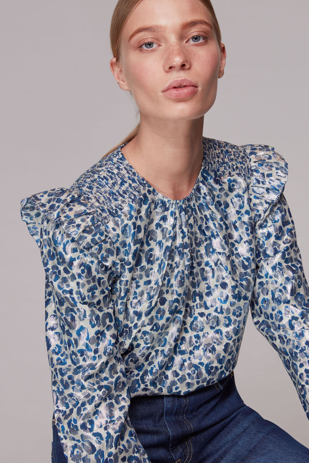 Multicolour Animal Metallic Blouse