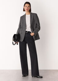 Petite Herringbone Wool Blend Blazer