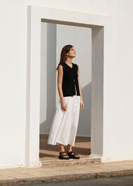 Cotton Waisted Midi Skirt