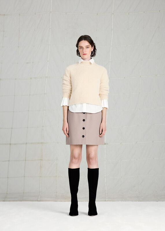 Beige Isla Cropped Fluffy Roll Neck