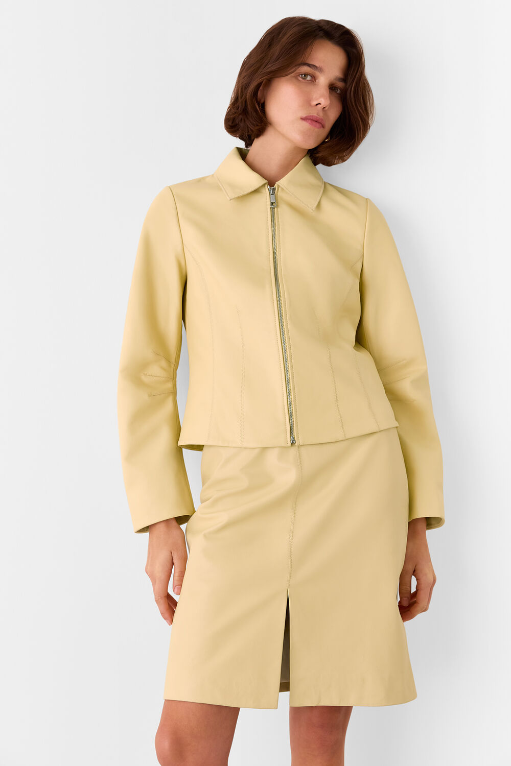 Clean Leather Pencil Skirt