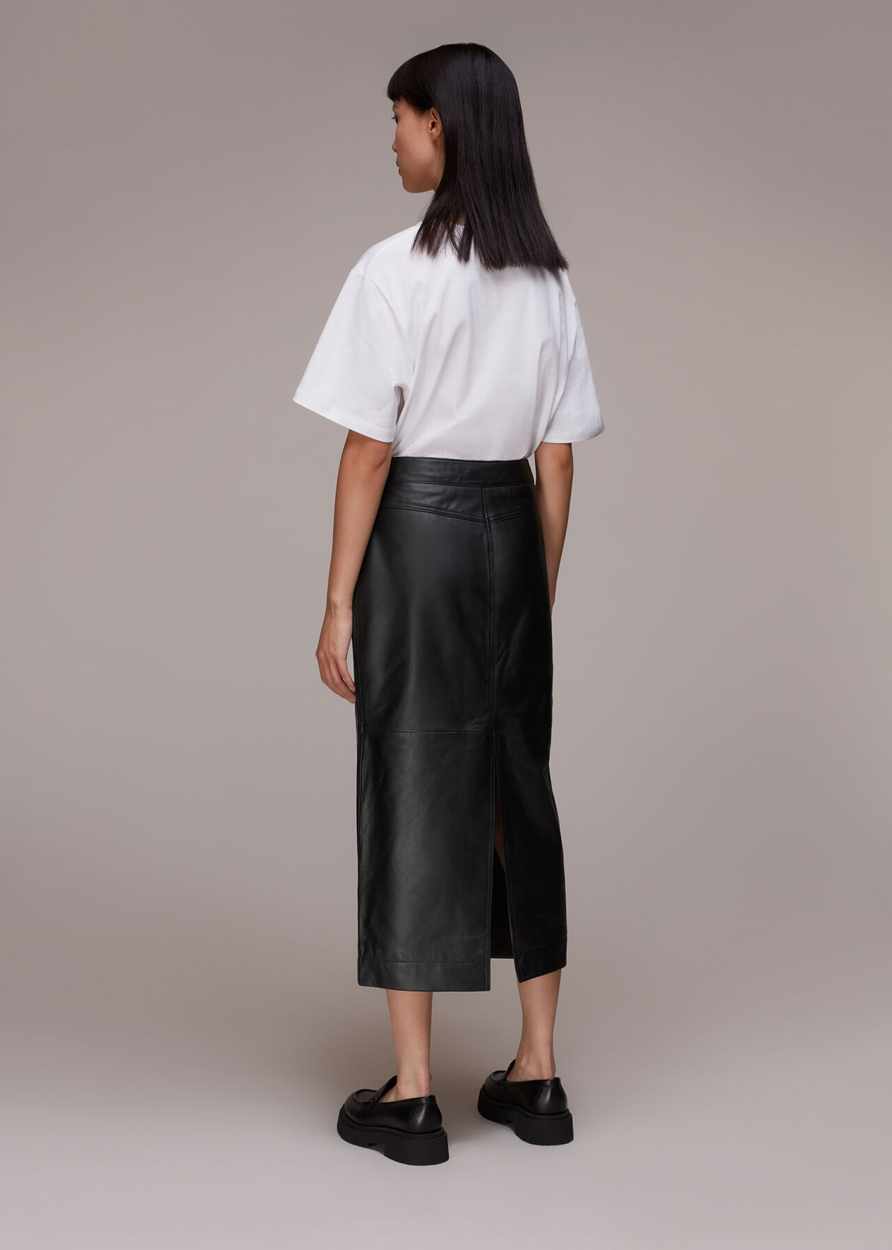Jamie Leather Midi Skirt