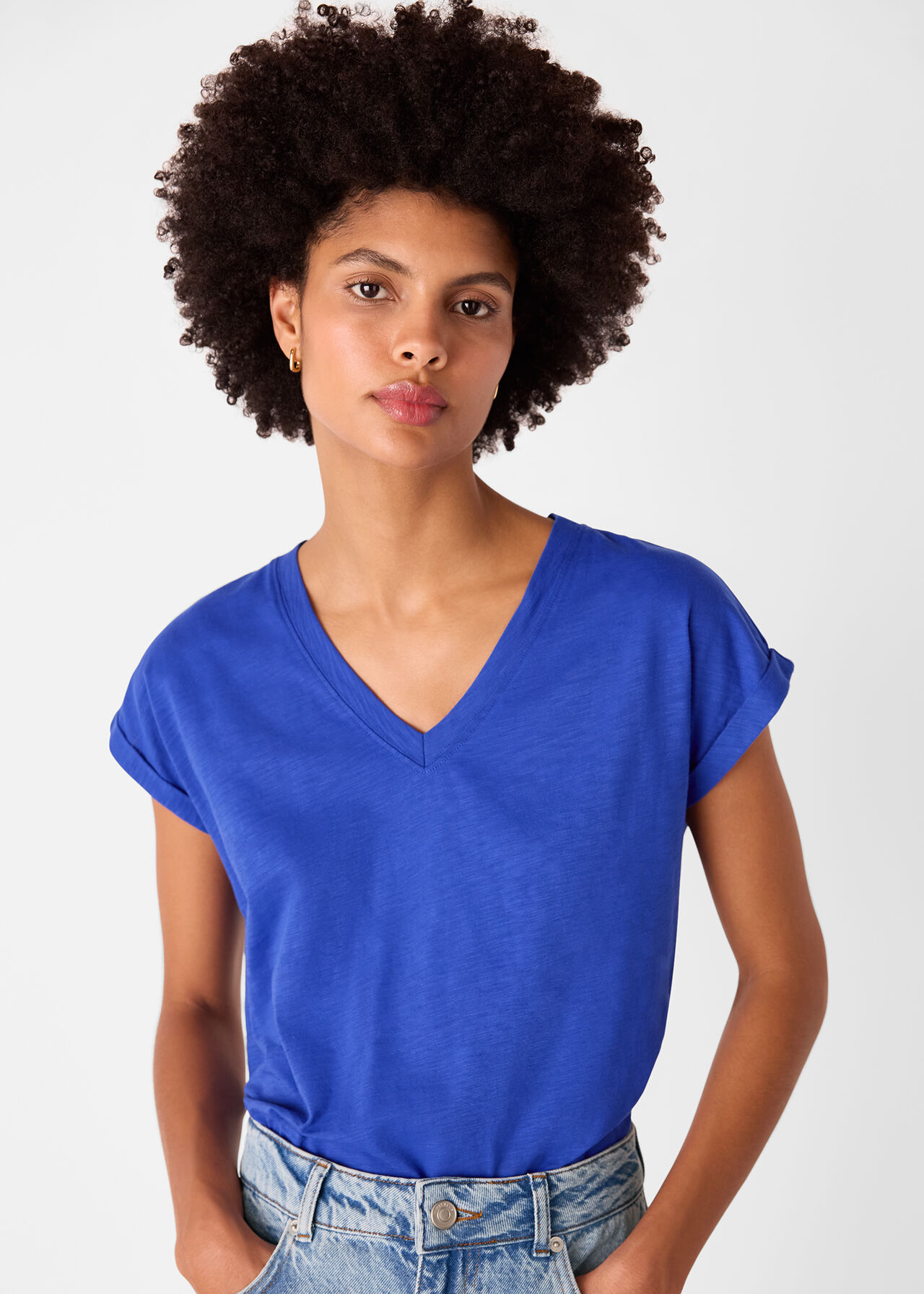 Willa V-Neck Cap Sleeve Tee
