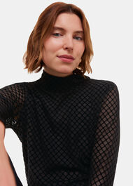 Checked Flocked Mesh Top
