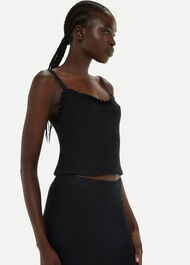 Frill Hem Knitted Midi Skirt