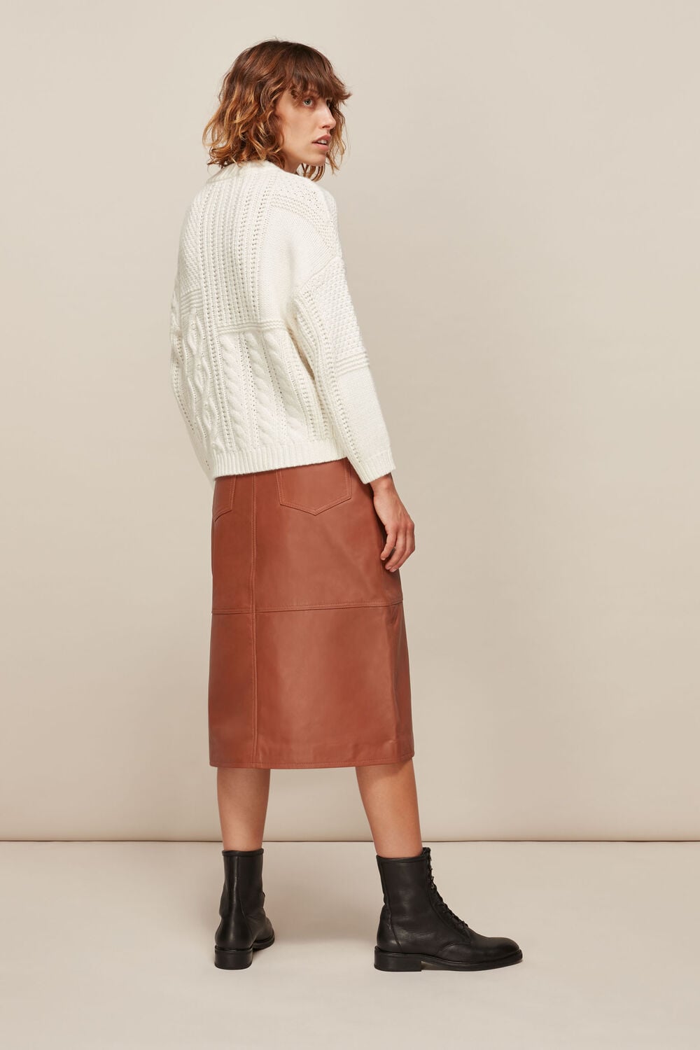 Panelled Leather Skirt