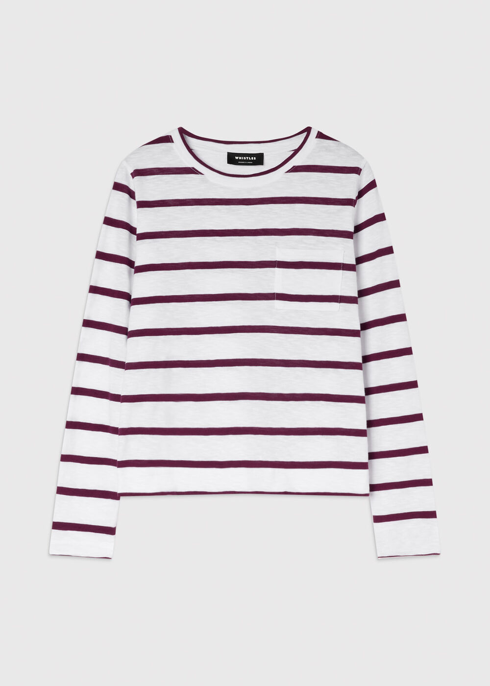 Stripe Crew Neck Pocket Top