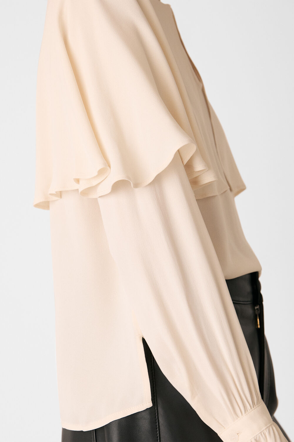 Cape Detail Crepe Blouse