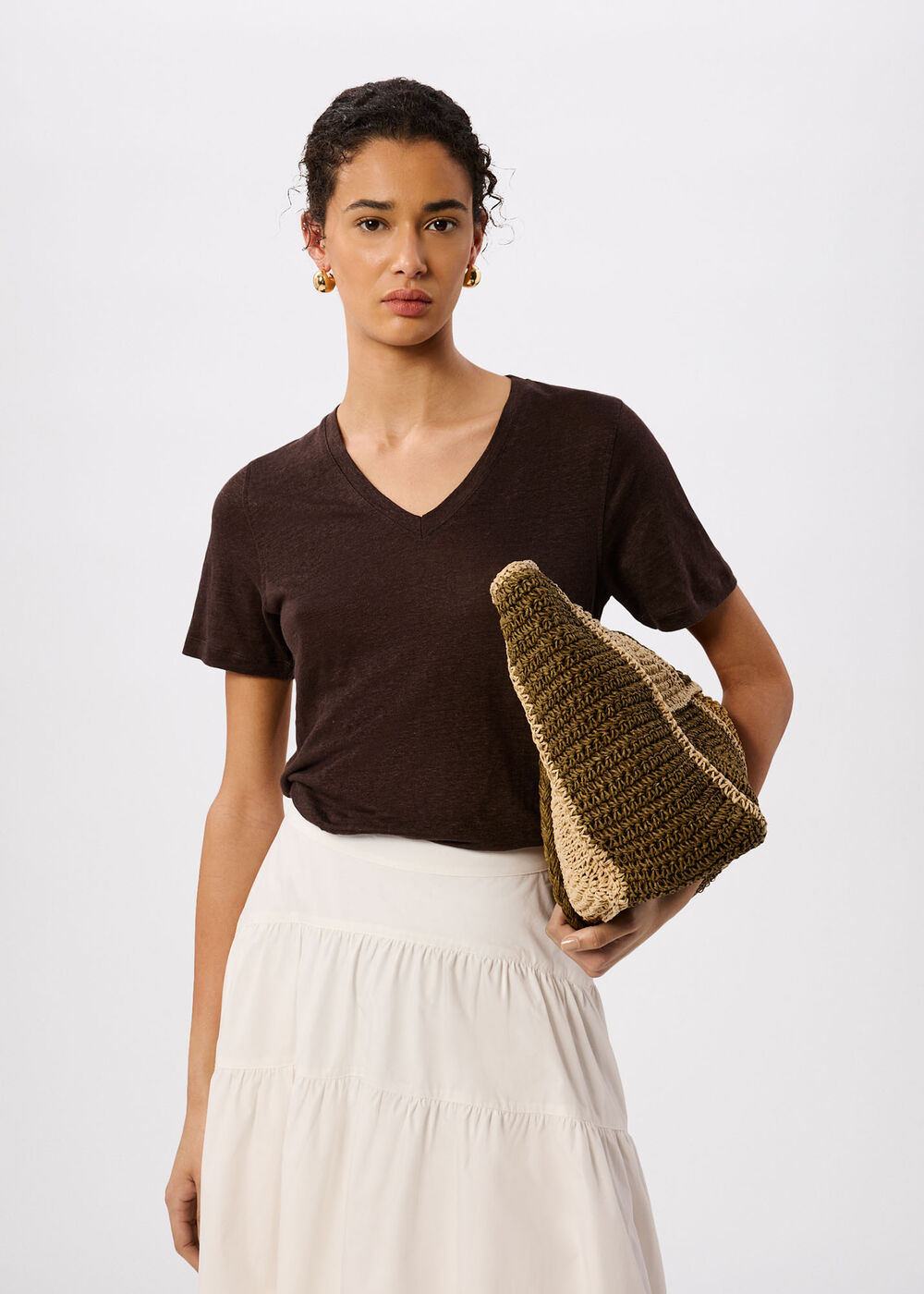 Linen V Neck T-Shirt