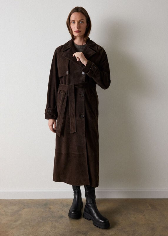 Chocolate Suede Trench Coat