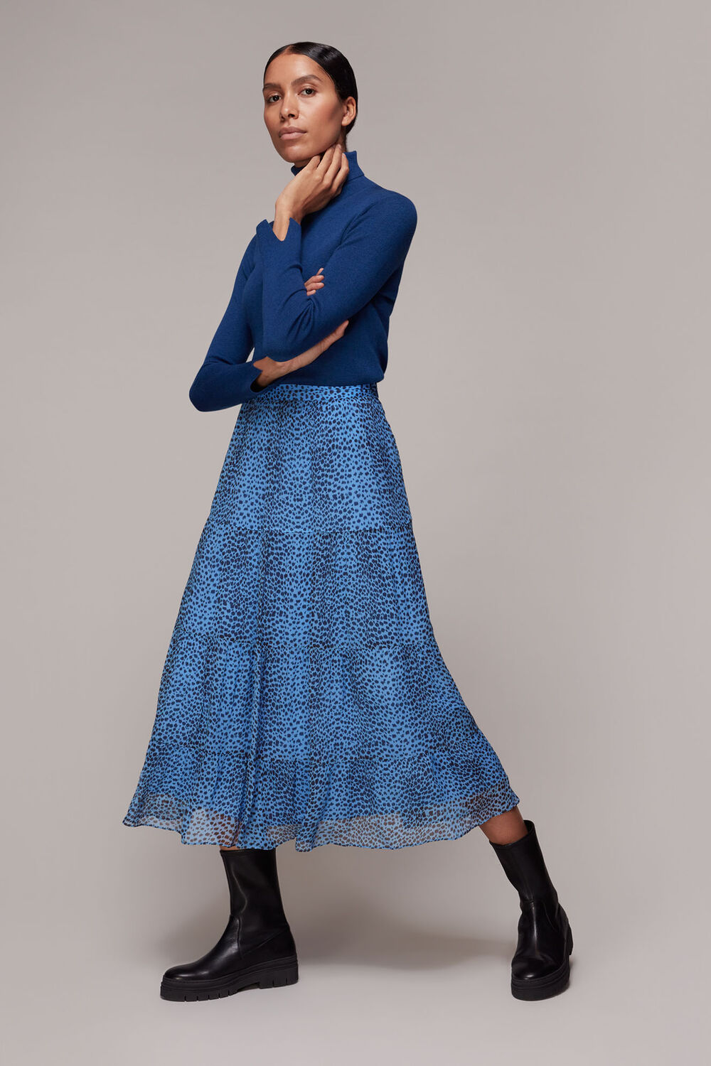Blue Gradient Animal Print Skirt