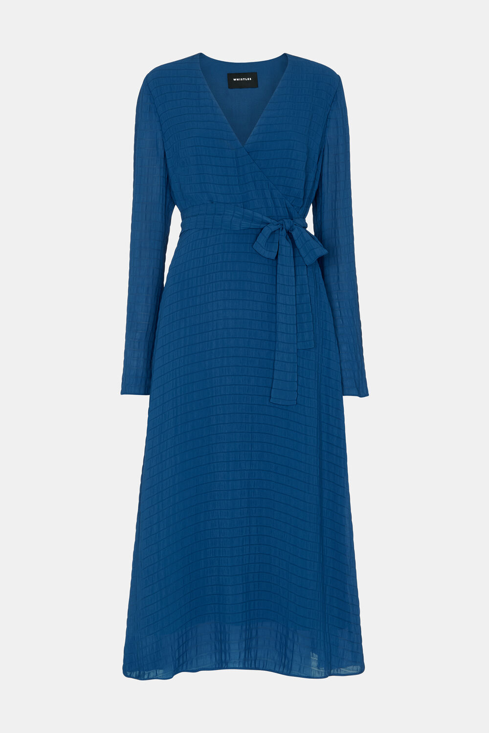 Blue Alex Textured Wrap Midi Dress