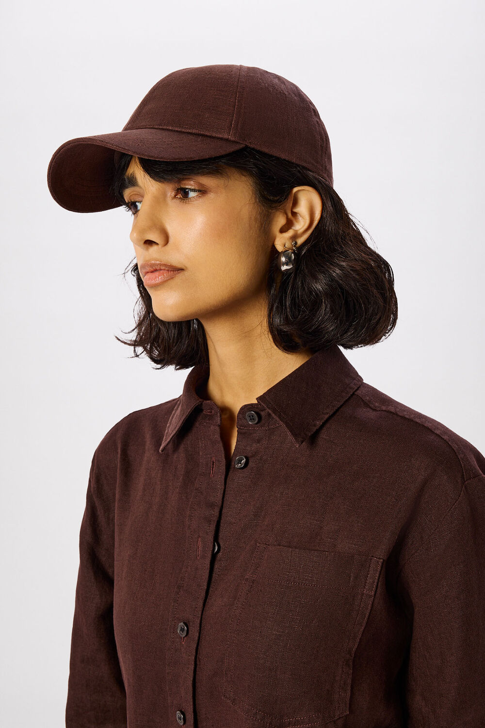 Chocolate Linen Cap