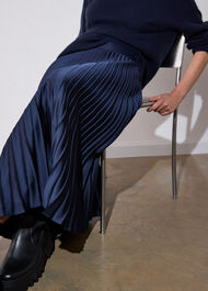 Satin Pleated Midi Skirt