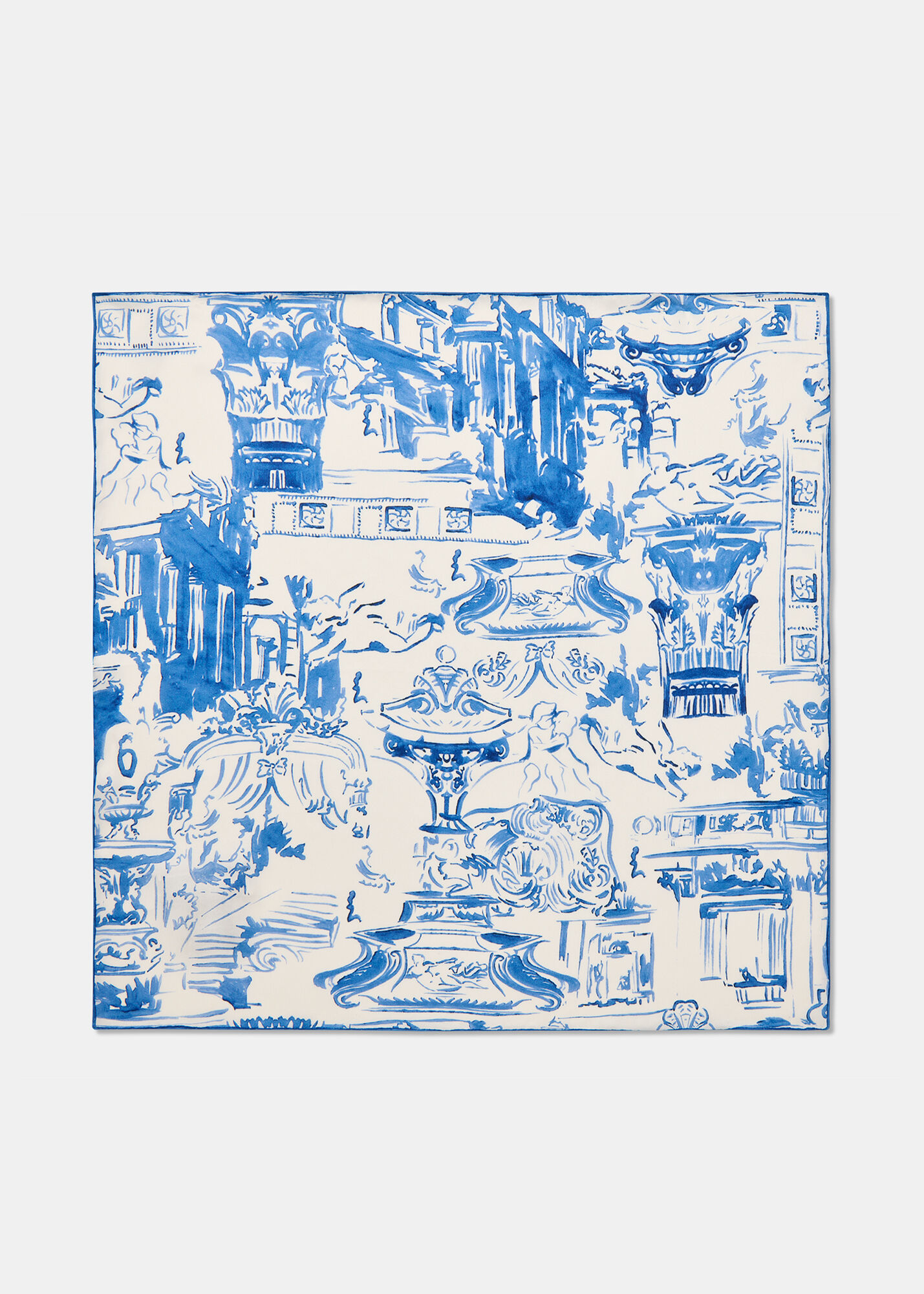Blue/Multi Rome Print Silk Scarf | WHISTLES | Whistles US |