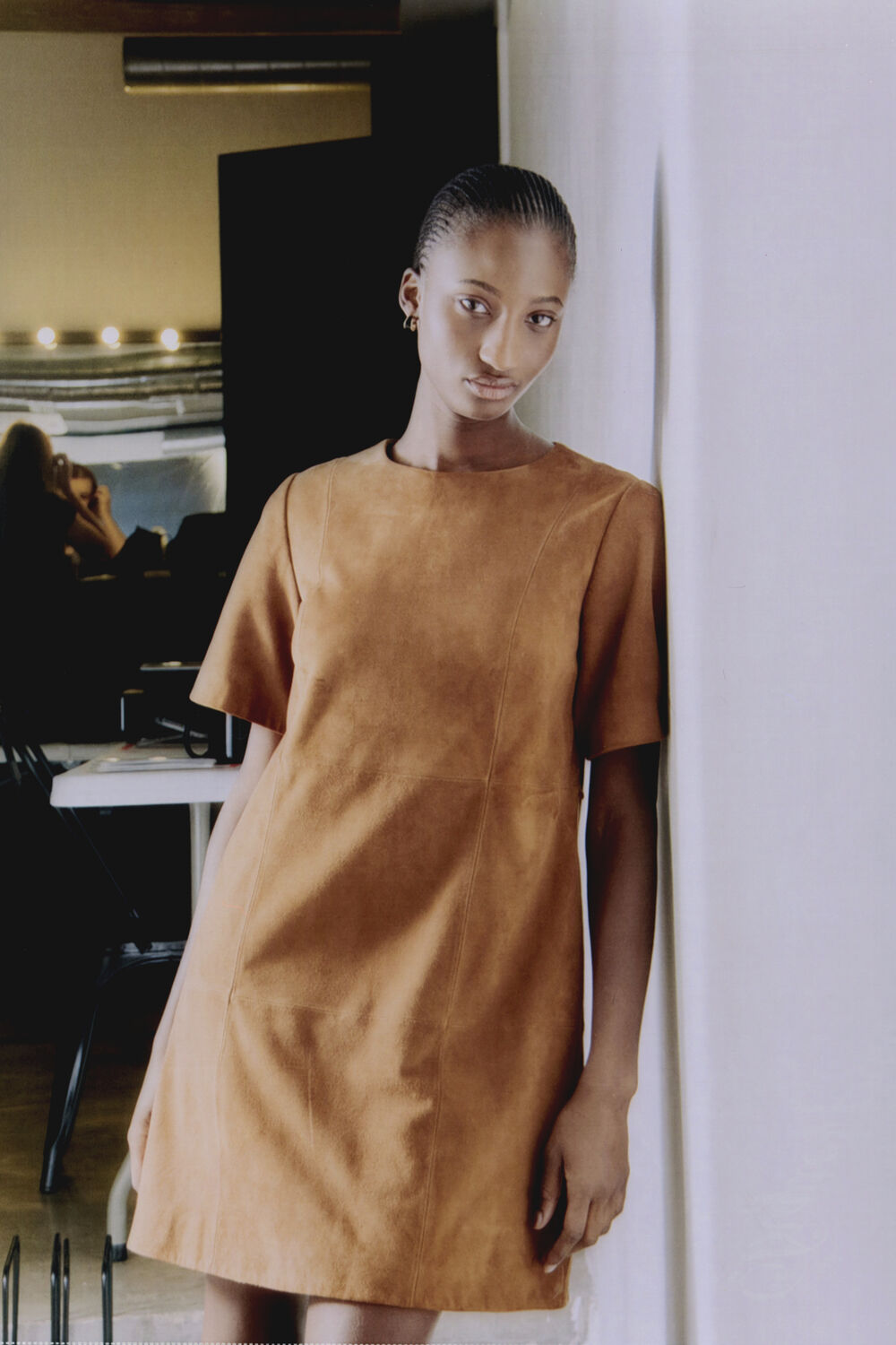 Suede Boxy Mini Dress