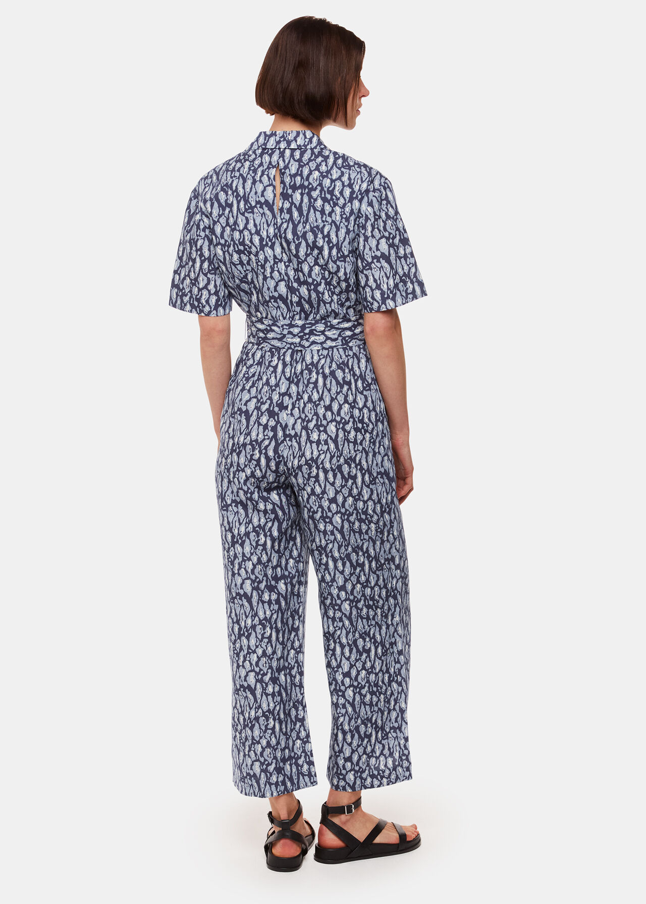 Leopard Linen Blend Jumpsuit